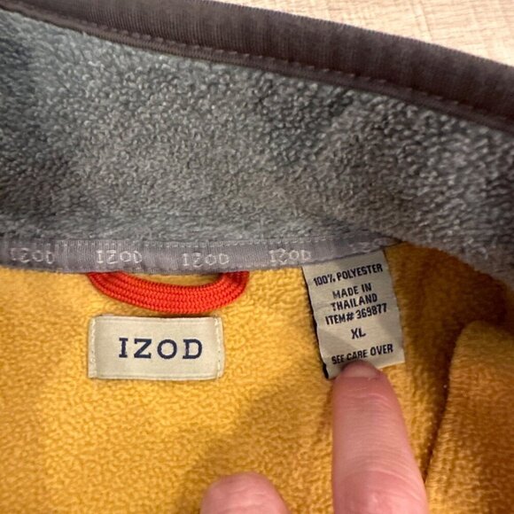 IZOD MENS YELLOW 3/4 ZIP FLEECE JACKET XL - Picture 5 of 6